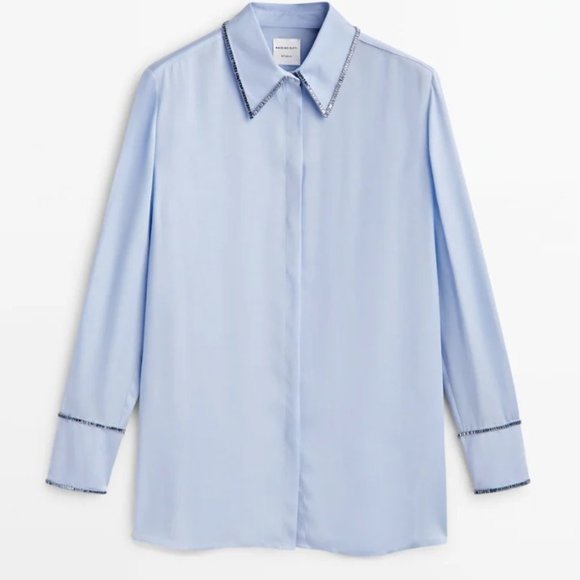 MASSIMO DUTTI Studio Flowing shirt with rhinestone detail 9407/954 - Picture 7 of 13